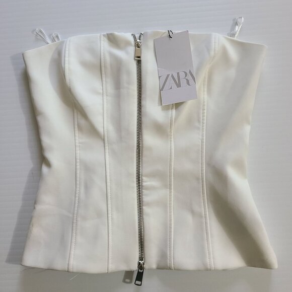 ZARA ZIPPER BANDONE TOP WHITE SIZE S | 3067/068 - Picture 9 of 10